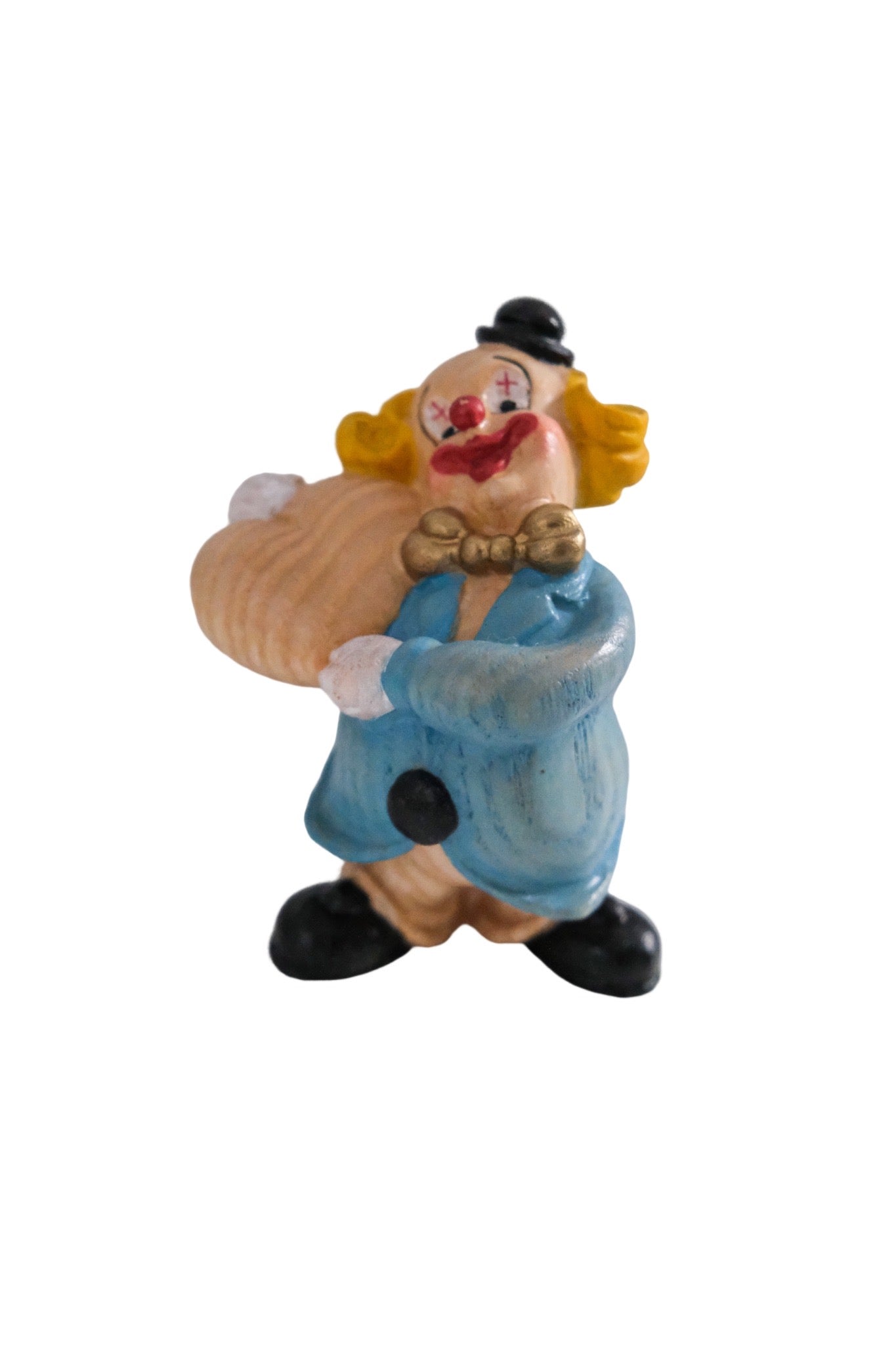 Drewniana figurka klauna z sercem – jasnoniebieski